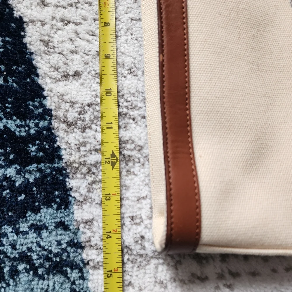RALPH LAUREN Vintage Cream Canvas and Leather Tote Satchel Bag
